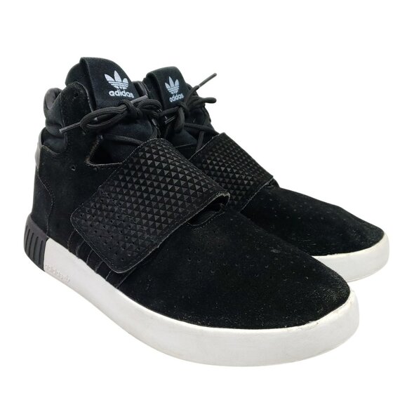 Adidas Men's Size 11 Tubular Strap Black Suede Leather Mid Top - Picture 1 of 9